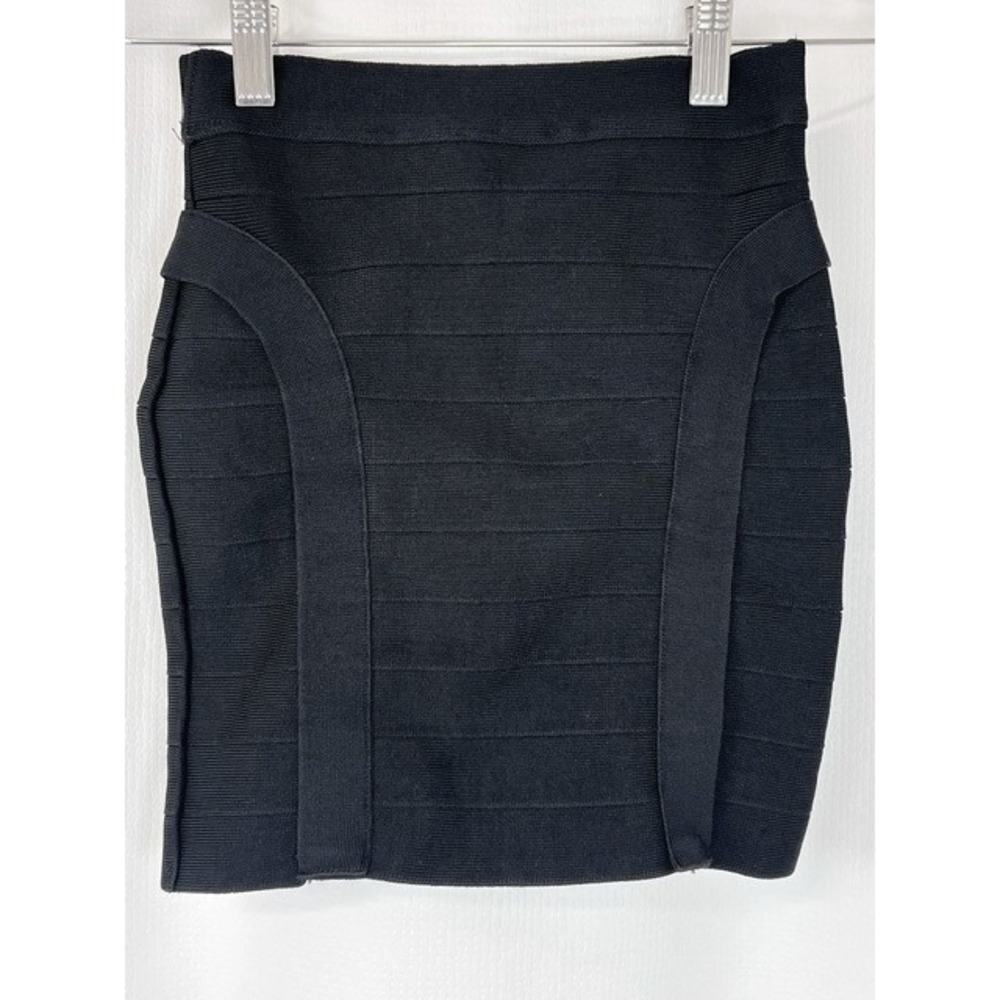 GUESS Black Heavy Knit Bodycon Bandage Skirt Cyber Sleek Minimalist Small - Picture 2 of 9